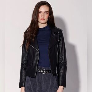 Walter Baker Liz Black Leather Moto Biker Jacket in size XS